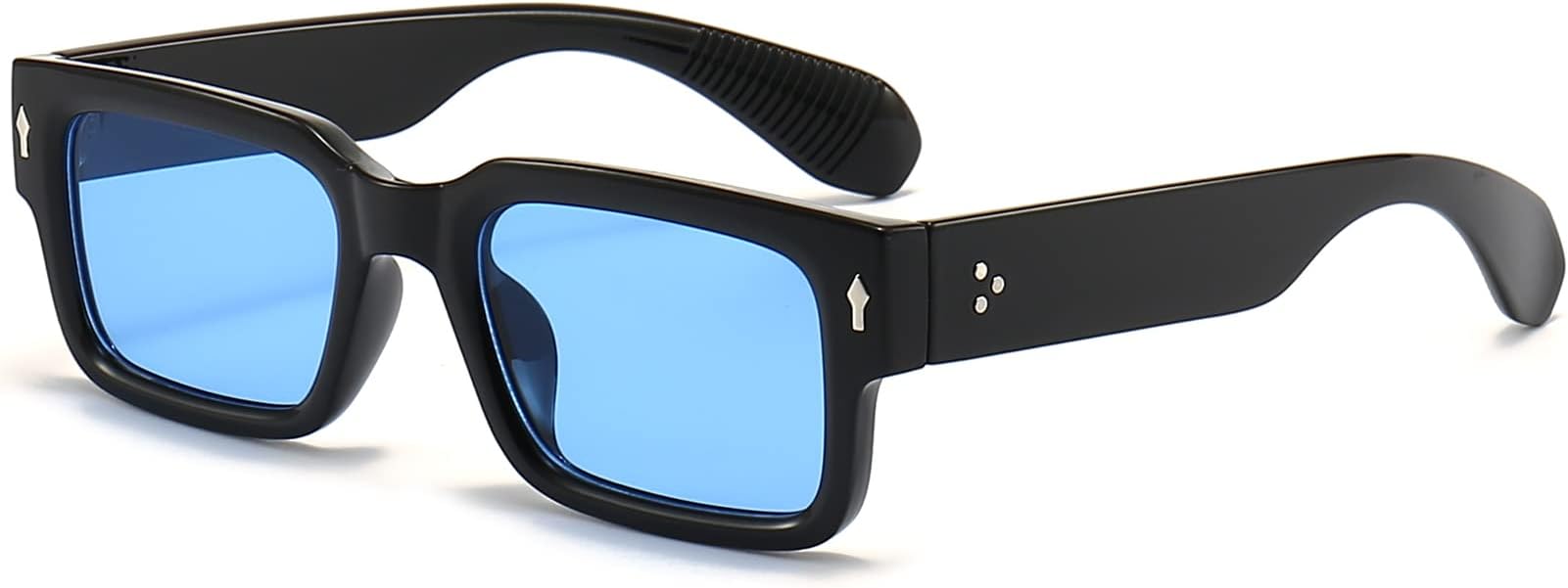 EYLRIM Square Frame Sunglasses for Women Men Trendy Chunky Rectangle Sun Glasses Black Shades UV400 Protection