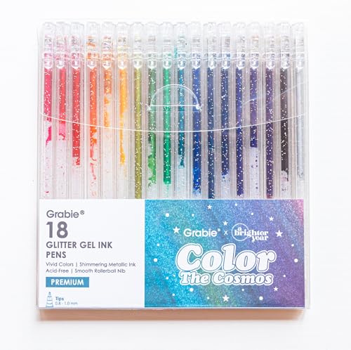 Bolígrafos gel multicolor glitter set 18 unidades