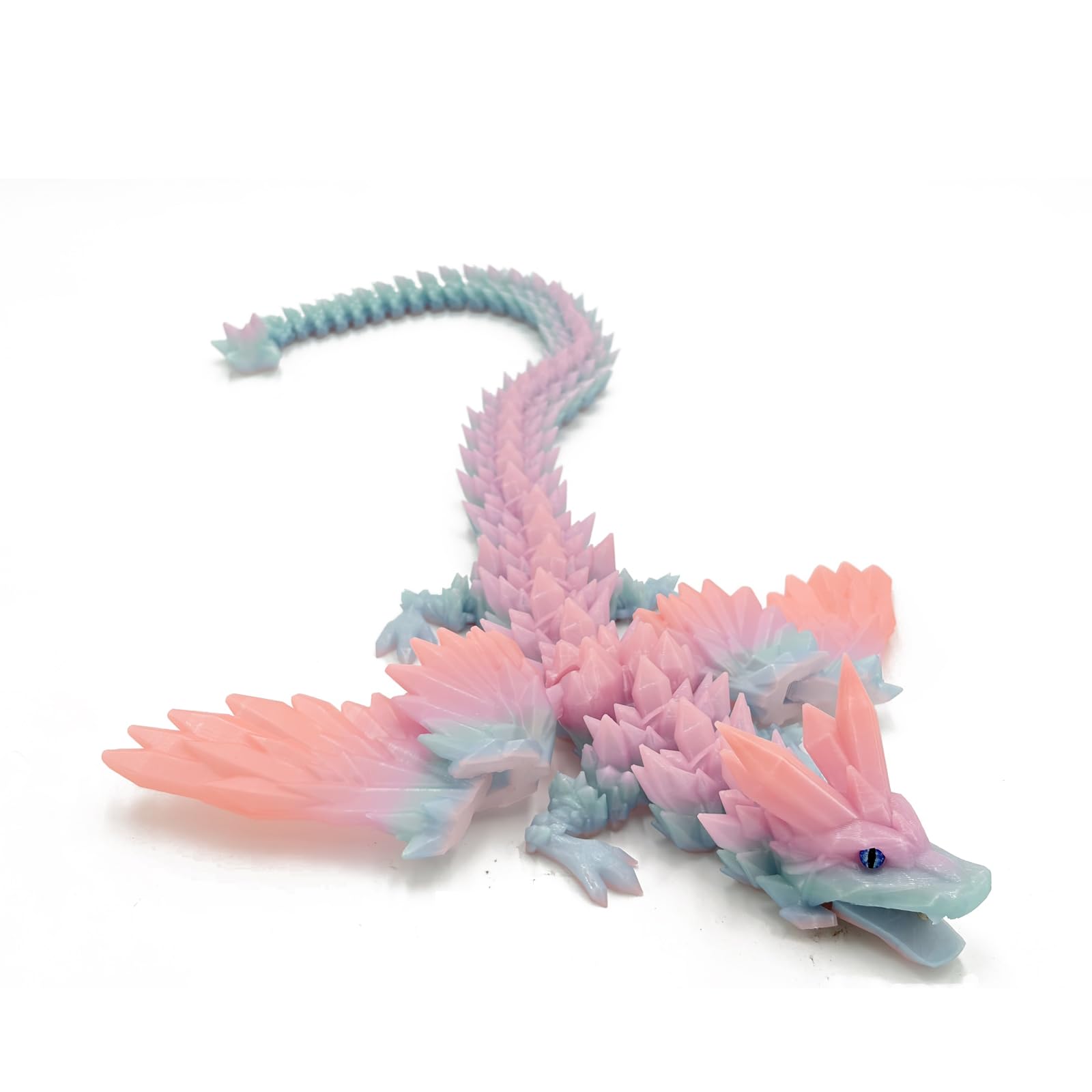 3D Printed Dragon Toys with Eyes, 24 inches 3d printed dragon large, Winged Dragon, Bendable and Flexible Big Fidget (Glowing candy)