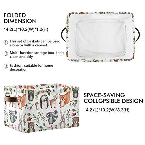 Image of Storage Bin Basket 1 pcs Large Foldable Clothes Bag Collapsible Fabric Laundry Hamper Folding Washing Bin (Rectangle-Cute Woodland Animals)