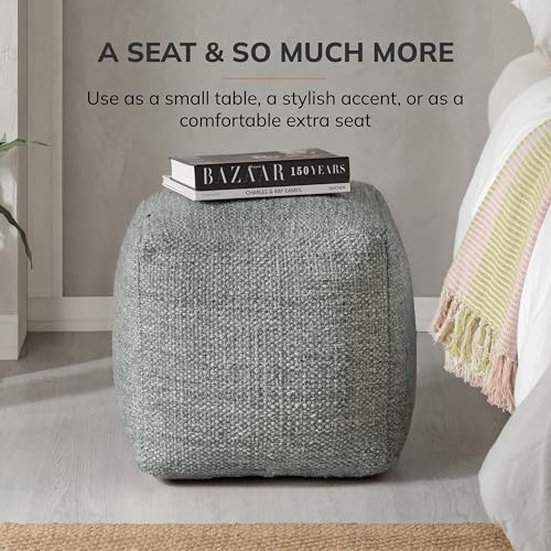 Anji Mountain Pouf Ottoman Foot Rest, Handmade Ottoman Pouf, Comfortable Foot Stool, Decorative Floor Seating for Living Room Decor, Bedroom & Home Décor Accent - Ivory/Lt Brown by Anji Mountain - Image 9