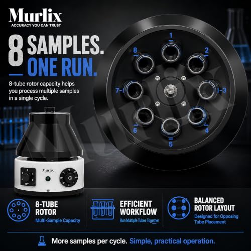 Image of Laboratory Centrifuge Machine with Manual Timer Switch | 3500 RPM High-Speed Clinical Centrifuge | 8 x 15ml Tube Capacity | Shock-Free ABS Body for Blood Separation, PRP & Laboratory Use