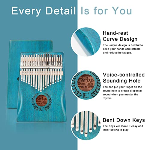 Everjoys Kalimba Piano à pouce portable Mbira à 17 touches, avec étui de protection, livre de chansons, marteau d… - Les Beatles, Paul McCartney, John Lennon, RIngo Starr, George Harrison Everjoys Kalimba Piano à pouce portable Mbira à 17 touches, avec étui de protection, livre de chansons, marteau d… – Image 4