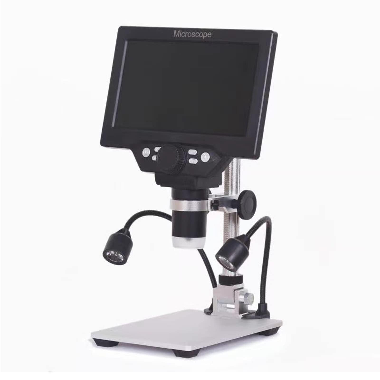 7 Inch LCD Digital Microscope with 1X-1200X Magnification, 8 LED Lights, HD Camera for Coin, PCB Soldering, and Kids' Use