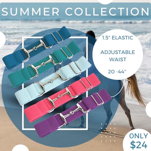 Kids 1.5 inch Elastic Equestrian Belt, Horse Riding Belt with Silver Buckle, Belt for Riding Breeches Girls (Purple), Adjustable3