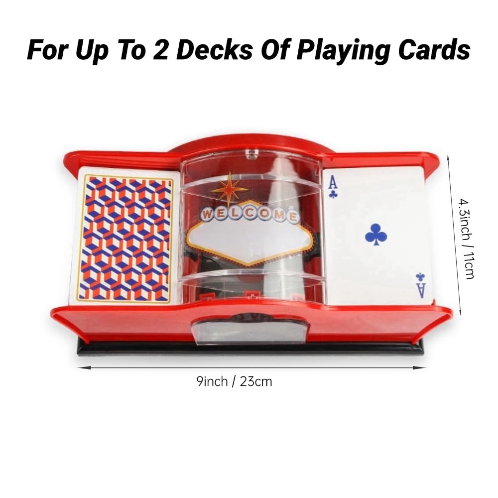 Manual Card Shuffler, Hand Cranked Card Shuffler, 1?2 Deck UNO Card Shuffler for Standard or Bridge-Sized Playing Cards, for UNO, Poker Games, Blackjack, Rummy, Phase 10 (Black)