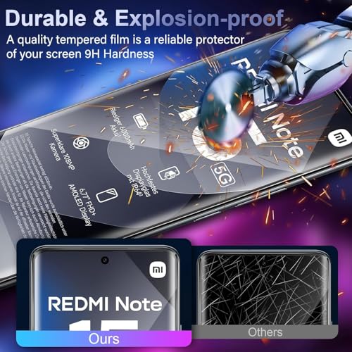 Image of FabeKee UV Tempered Glass Screen Protector Guard Compatible For Redmi Note 15 5G (6.77 Inch, Pack of 2) Full Adhesive UV Curved Case Friendly HD Clarity with easy installation kit