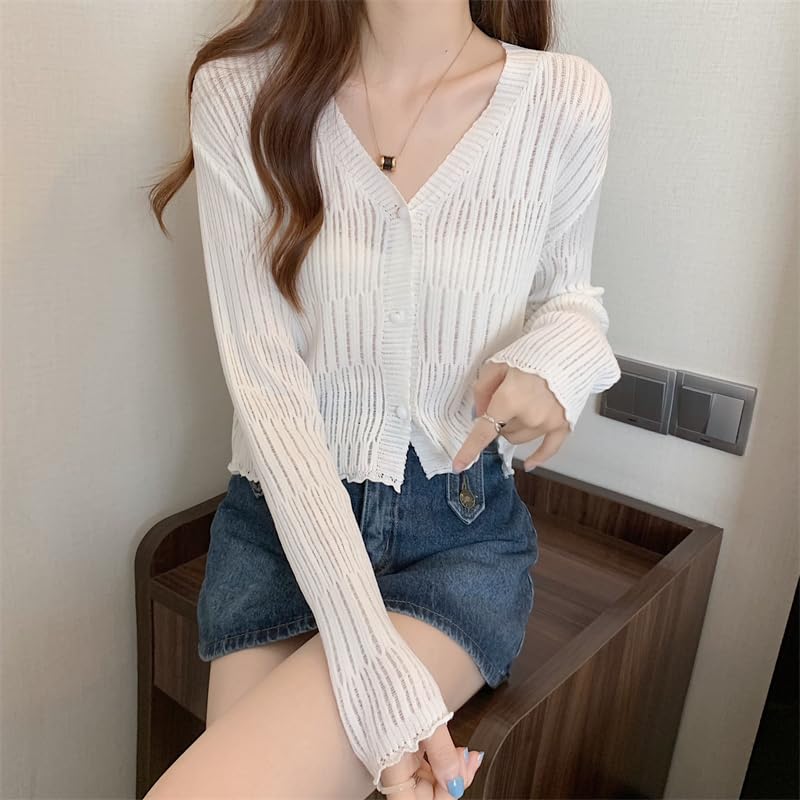 Image of ICW Women's Knitted Ribbed Cardigan Long-Sleeve V-Neck Button-Up Shrug Jacket Top Dn85