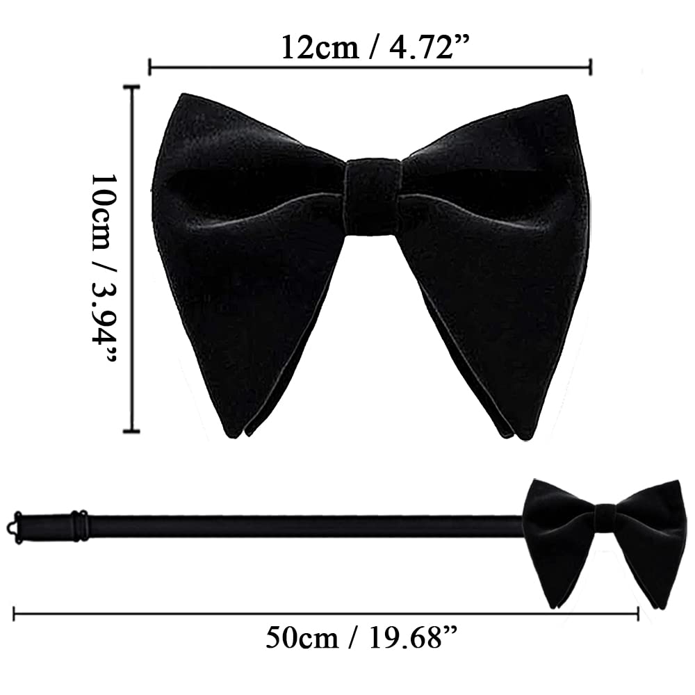 Men's Velvet Bow Tie Oversized Pre-Tied Solid Color Tuxedo Big Bowtie