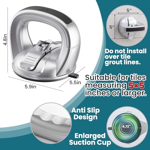 Image of TAILI Shower Grab Bars,Suction Handles,Upgraded,Travel,RV,2 Pack,Black | Safety for Bathtubs,Toilet,Elderly&Seniors,Bathroom Grip Bar Handrails,No Drilling Removable Waterproof,Portable,Travel,RV