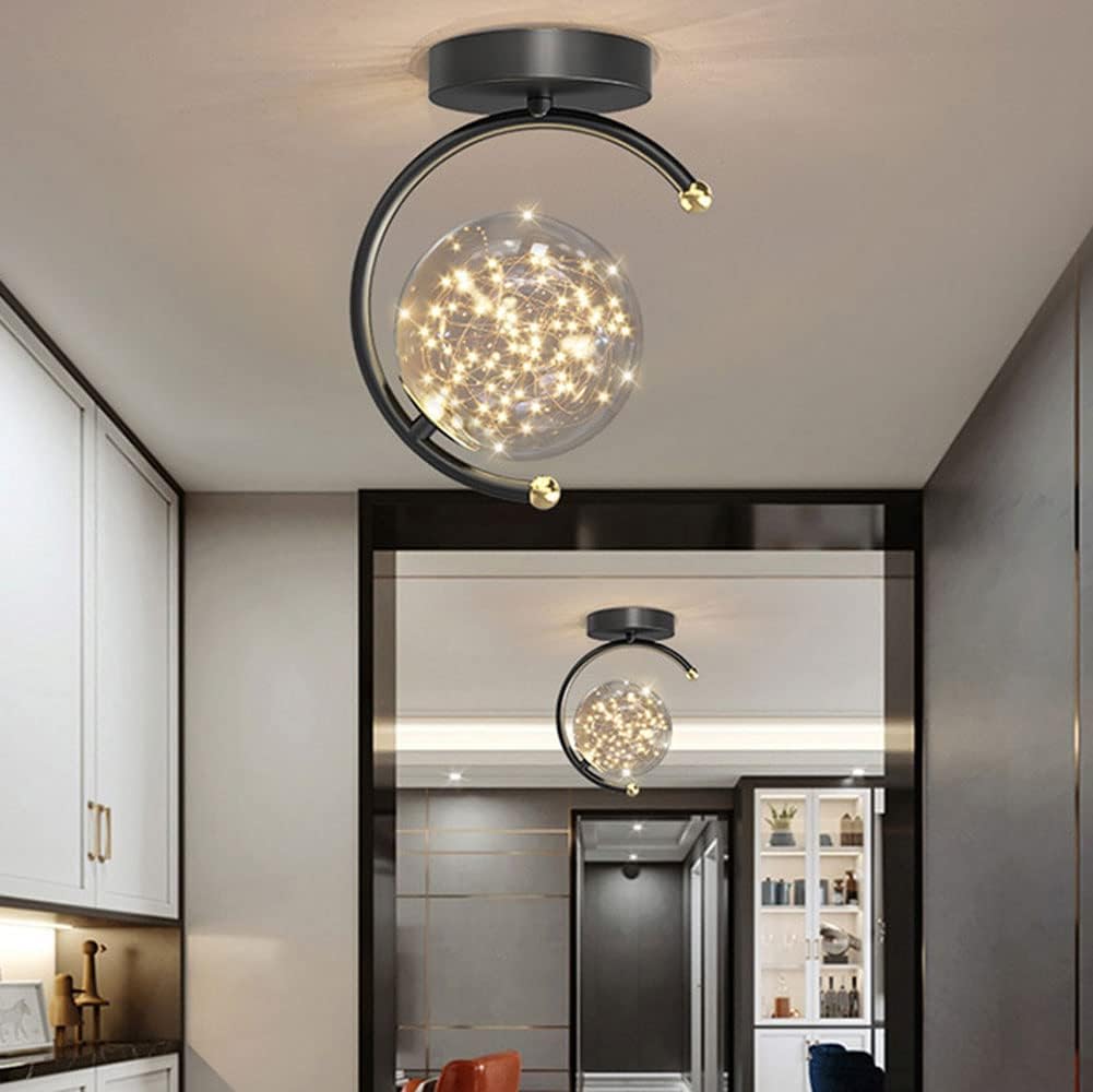 Creative Golden Gypsophila LED Semi Flush Mount Ceiling Light Metal Material Semicircle Ceiling Lamp Household Cloakroom Decoration Pendant Lighting Close to Ceiling Light Fixtures