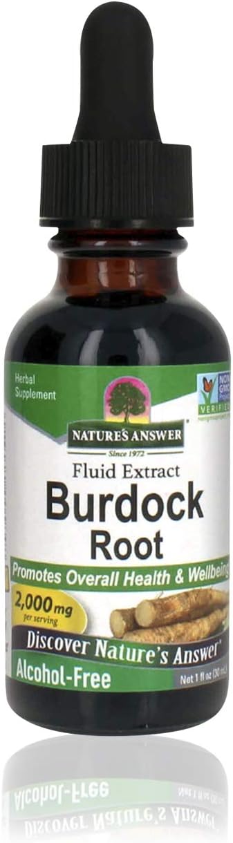Nature's Answer Alcohol-Free Burdock Root 2000mg 1oz Extract | Herbal Supplement | Promotes Overall Wellbeing | Gluten-Free, Non-GMO, Vegan, No Artificial Flavors or Preservatives | Single Count