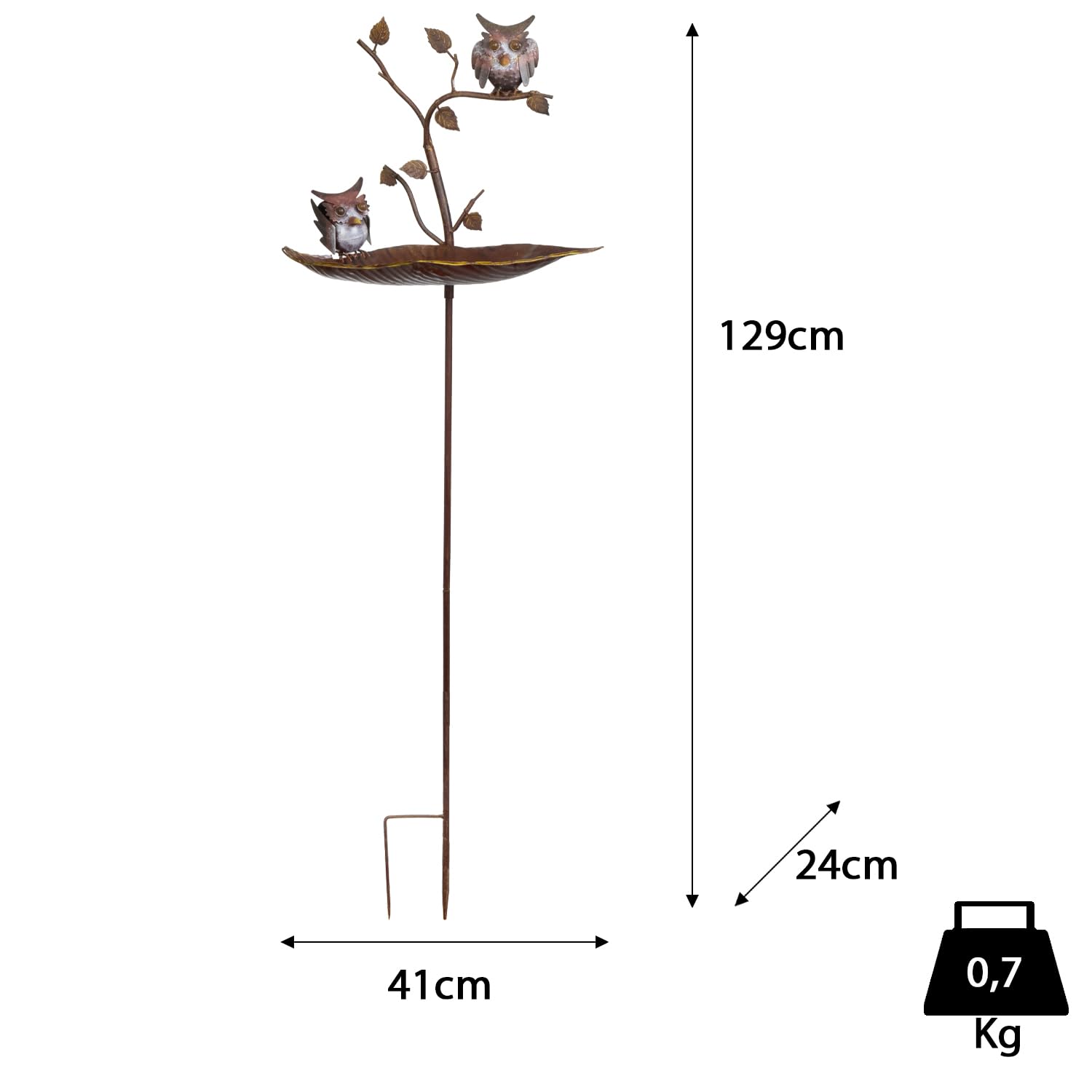 Moritz Gartenstecker Eulen Metall 129 cm – Vogeltränke Stab Gartendeko Deko