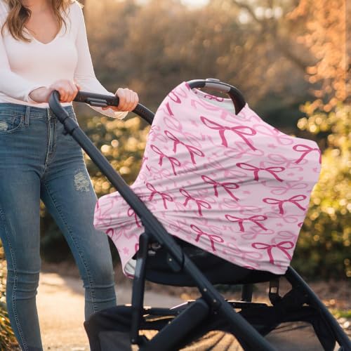 Image of Breathable Car Seat Cover for Babies, Bow Pink