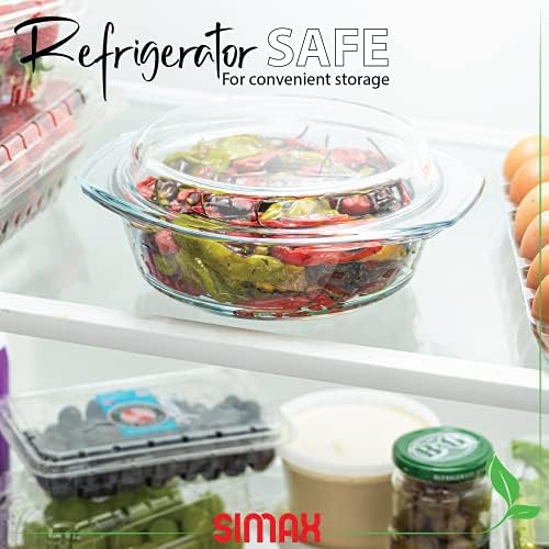 Simax Casserole Dish with Lid, 1.5 Quart Round Glass Casserole Dishes for Oven with Lid and Handles, Baking Dishes for Oven, Covered Bowl for Cooking, Baking, Serving, Microwave, Dishwasher, and Oven Safe Cookware - Thumbnail 5