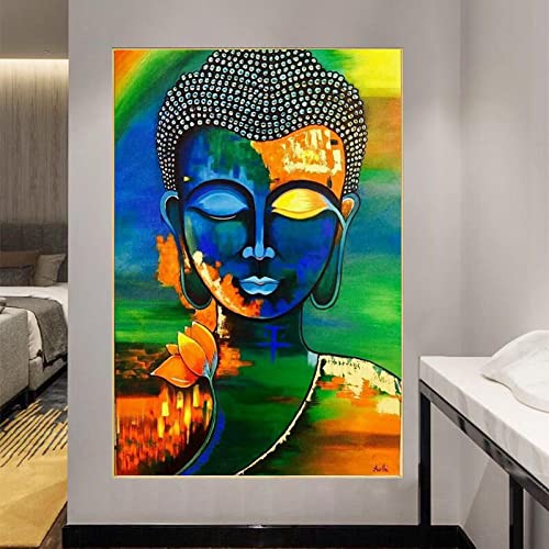 Toile bouddha coloré abstrait pour réveiller un mur blanc triste et habiller le salon