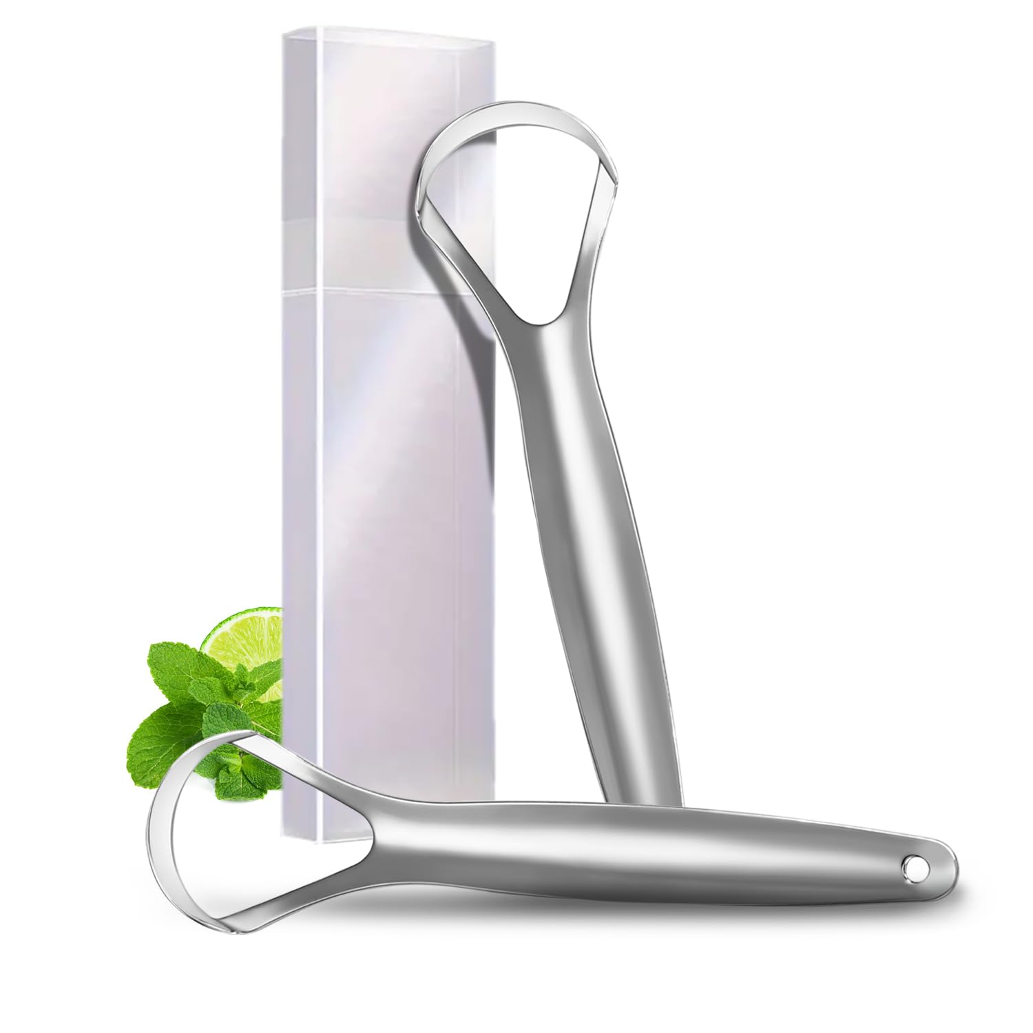 2 Pack Tongue Scraper Cleaner for Adults & Kids, Medical Grade Metal Tongue Scrapers with Travel Case, Wide-Head Tongue Cleaners Set for Fresh Breath Dental Eliminate Bad Breath in Seconds
