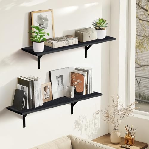Tectocker-DOU 31.5" Long Floating Book Shelves for Wall, Heavy Duty, Black by Tectocker-DOU - Used condition - Image 4