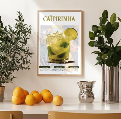 Affiche cocktail Caïpirinha idée cadeau déco originale pour amateurs de cachaça