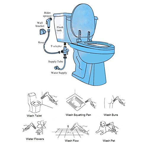 Toilet Bidet Sprayer Bathroom Handheld Shattaf Toilet Bidet Shower Head with Personal Hygiene Bracket Holder and Toilet Pan Sprayer - Image 2