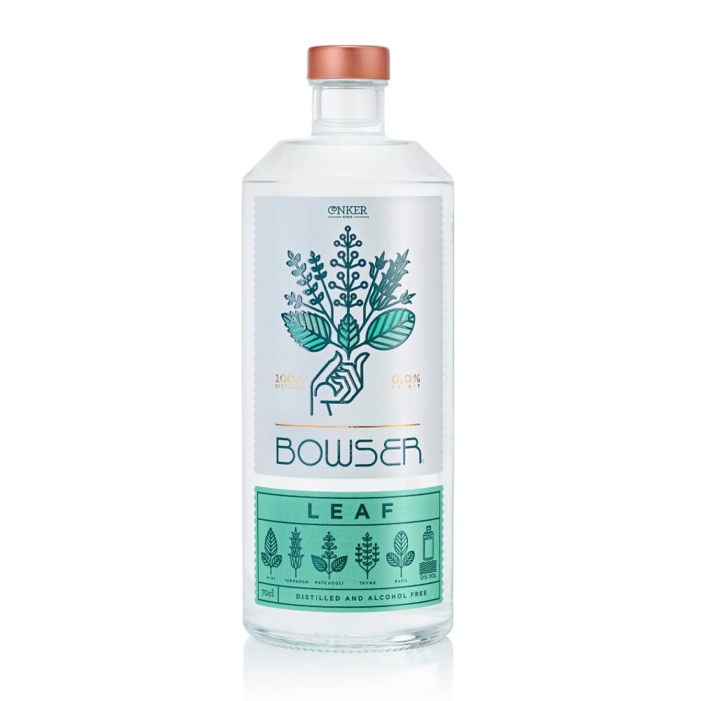 Bowser Leaf Alcohol Free Gin Alternative – 70cl Distilled Non Alcoholic G&T Option, Dry, Herbaceous, Made with 5 Botanicals, Delicious in Non Alcoholic Drinks, Alcohol Free Spirit
