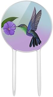 Acrylic Hummingbird Crowned Woodnymph Purple Violet Cake Topper Party Decoration for Wedding Anniversary Birthday Graduation