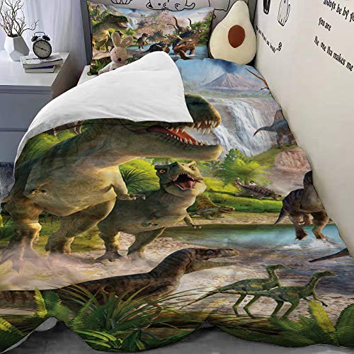 HB.YE Single Bedding Set Duvet Cover Pillowcase for Children Bedroom, Quilt for Girl Boy - Dinosaurs