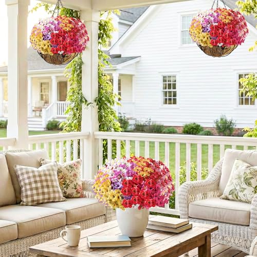 Powbrace 22 Bundles Artificial Flowers Outdoor, Faux Silk Flowers for Outdoors Outside Front Porch Hanging Planter Window Box Garden Decoration(Multi-Colour) image 6