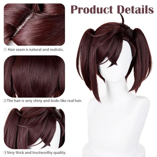 Image of LABEAUTE Unsex Cosplay Wig for Men Woman for Short Straight Cosplay Wig with Bangs for Anime Heat Resistant Hair for Party and Halloween (Dark Brown)