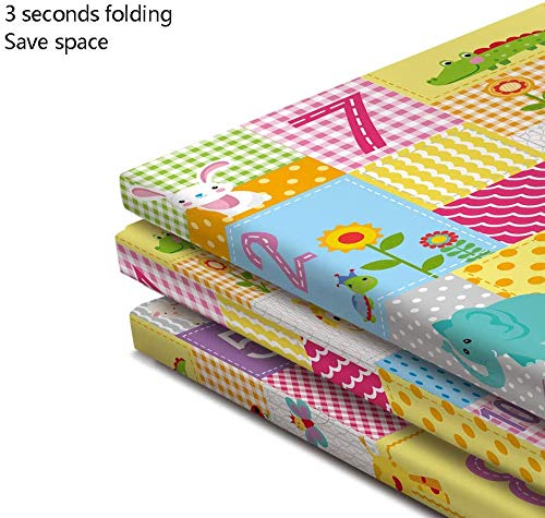 Tapis De Jeu Pour Bébé En Mousse Pliable 180x100x1cm - Tapis D'Éveil à Ramper Motif Règne Animal, Confortable Et Sécurisé