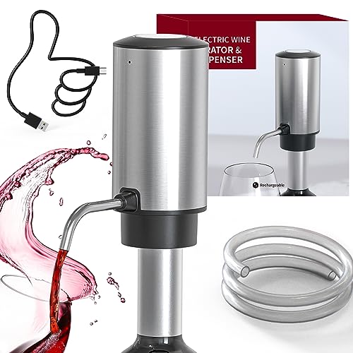 Aeratore Elettrico Per Vino In Acciaio 304 – Versatore Ricaricabile USB Con Tubo In Silicone