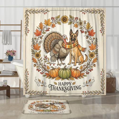 Ensemble de douche dinde d'automne vintage en tissu haute qualité 4pcs
