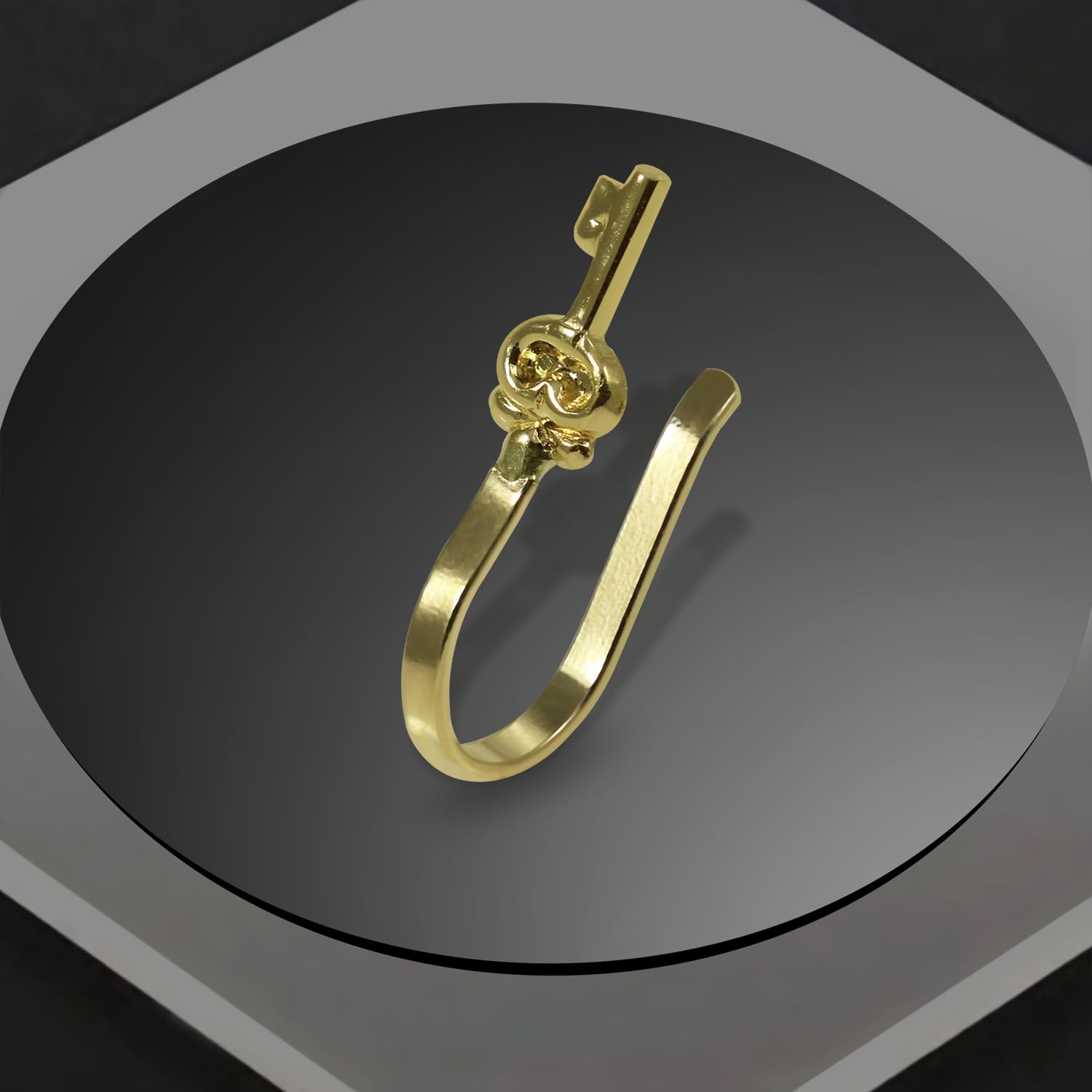 Pendiente para la nariz de oro amarillo macizo en relieve, sin perforación, anillo de nariz de imitación