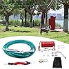 100FT Dog Run for Yard Heavy Duty with 10FT Tie Out Cable, Outdoor Leash Trolley System for Large Dog to 300Lbs