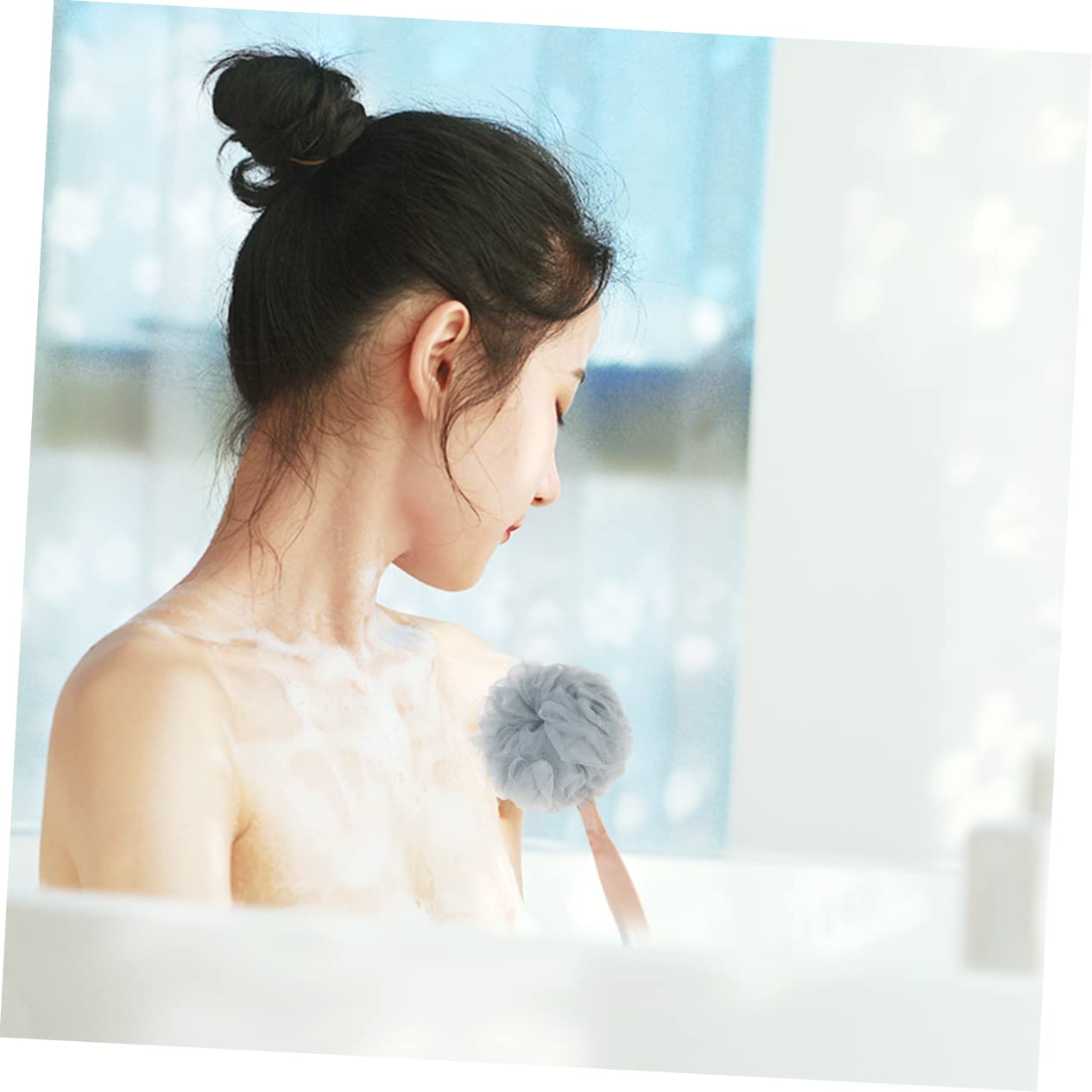 FRCOLOR 6pezzi Handle Wooden Bath Back Scrubber Brush for Easy Exfoliation and Massage Grey for Family Use