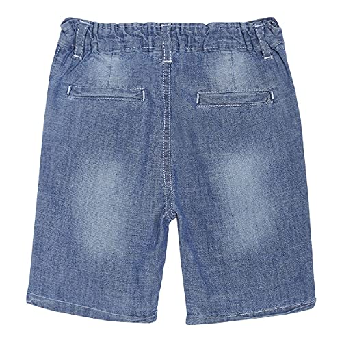 Image of miniklub Boys Blue Striped Regular Fit Denim Shorts