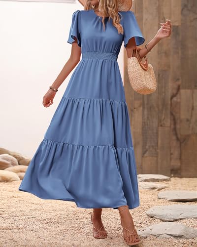 Image of PRETTYGARDEN Women's Casual Smocked Boho Floral A-Line Maxi Dress 2026