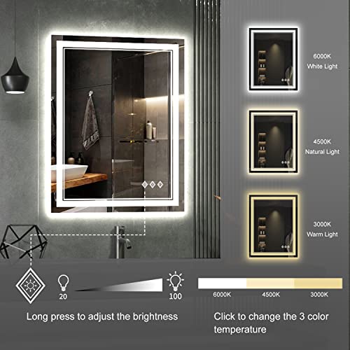 Vanpokins Led Bathroom Mirror, 24X32 Inch Gradient Front And Backlit Led Mirror For Bathroom thumb #4
