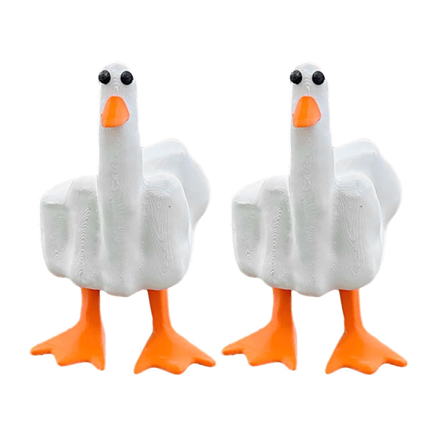Middle Finger Duck for Home Decor, Funny Cute Finger Statue Duck, Resin Garden Sculpture for Office Desktop, Desk Decorations Home Living Room, Bedroom, Housewarming Gifts (2PCS)