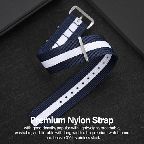 Image of TACTICAL FROG Nylon Watch Band 18mm 19 mm 20mm 22 mm 24 mm, Waterproof Military Watch Straps Replacement for Men Women, With Stainless Steel Buckle