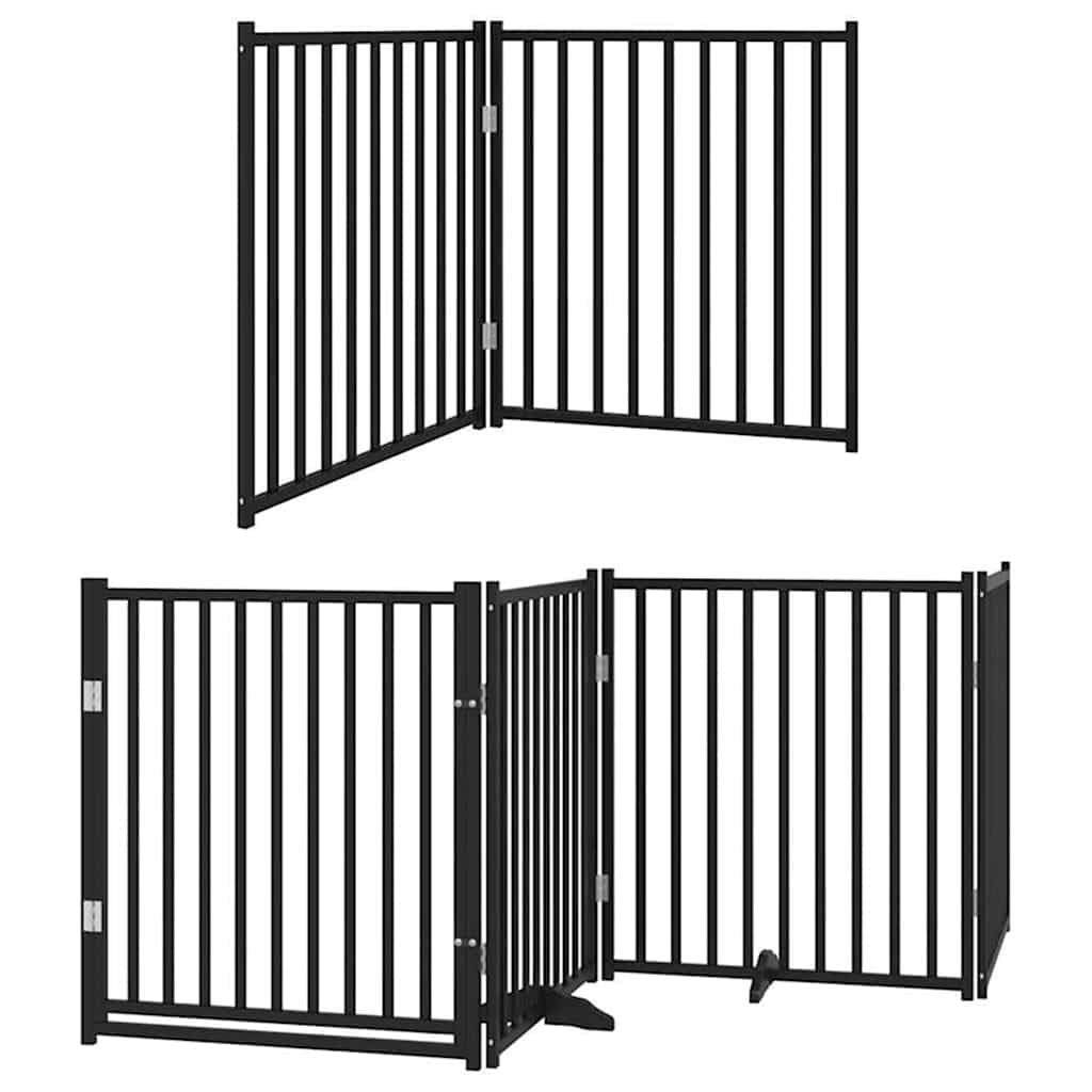 vidaXL Puerta de Perros Plegable 12 Paneles Madera álamo Negra 960 cm