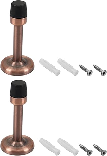 MroMax Tope de puerta parachoques protector de pared amortiguador de sonido soporte de pared con punta de goma, tono cobre rojo, 2 unidades