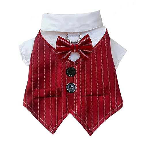 Camisa de Boda para Perro HDKUW Tuxedo Formal M Borgoña