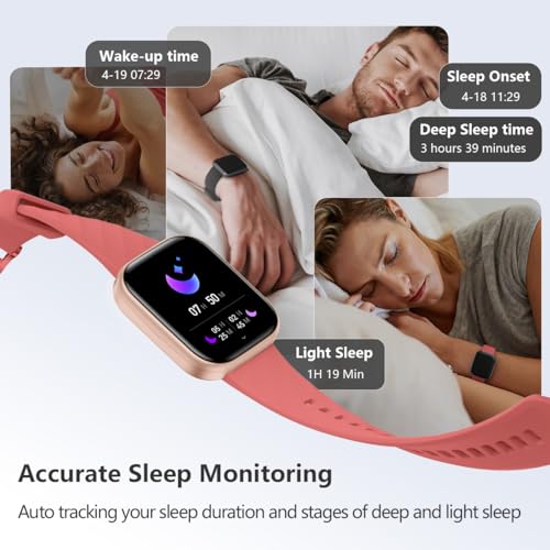 Image of FITVII Health & Fitness Tracker (Answer /Make Calls), Smart Watch with 24 /7 Heart Rate and Blood Pressure, Sleep Tracking, Blood Oxygen Monitor, 120+ Sport Modes Activity Tracker for Women Men