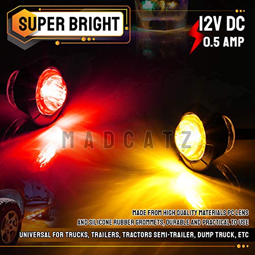Madcatz Pack Of 200 3/4 Inch Clear Lens 100 Amber 100 Red 3 Led Sealed Bulbs Side Marker Indicator Lights Flush Mount Trailer Truck Bus Car 12V Dc #TOP5