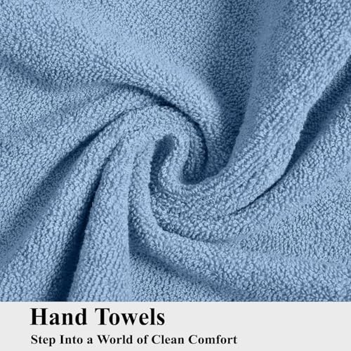 Image of Hand Towels 480 GSM 16x24 inches, Soft & Highly Absorbent Bathroom /Face Towels, Pack of 2 (Light Blue)