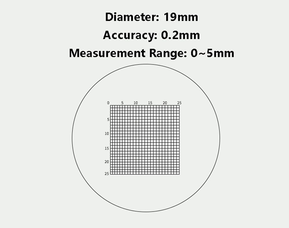 Okularmikrometer for genaue mikroskopische Messungen – for metallografische Analyse 1 Stück(19mm//0.2mm//625 grids)