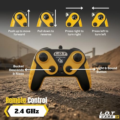 Image of Remote Control Construction Vehicle Fang 6-Channel RC Excavator Toy for Kids with Alloy Arm, Rechargeable Engineering Car, Heavy Duty Machine Construction Toy with Lights & Music (Yellow)