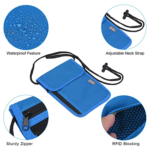 Image of PATIKIL Neck Wallet, Passport Holder Neck Pouch RFID Blocking Waterproof Neck Travel Wallet for Women & Men, Dark Blue