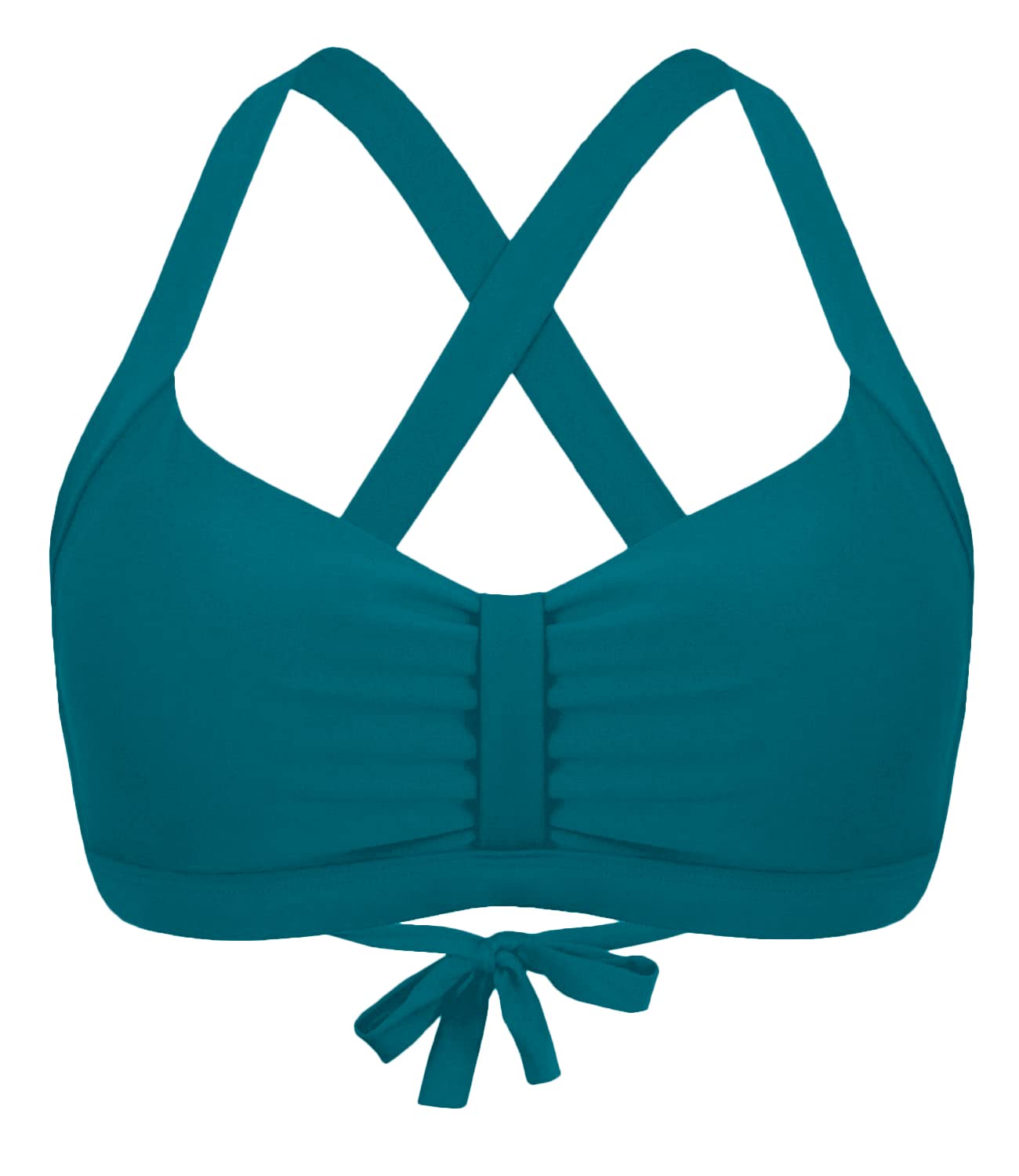 Women's Retro Printed Adjustable Thick Straps Cross Back Push Up Vintage Bikini Swimsuit Tops Only